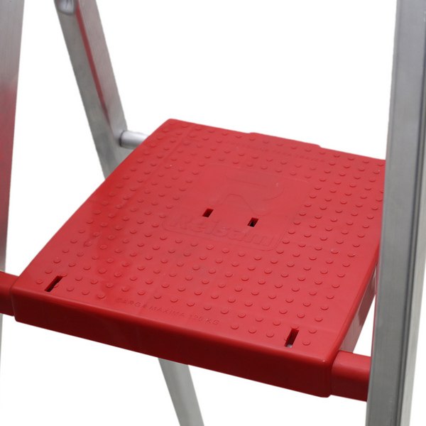 Escada Alumínio 5 Degraus 1,53m 120kg Prata e Vermelho Reisam